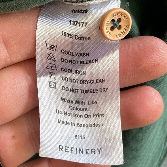 Refinery T-Shirt Mens Large Green Henley Raw Hem Tee Casual Outdoors Streetwear - Picture 6 of 9